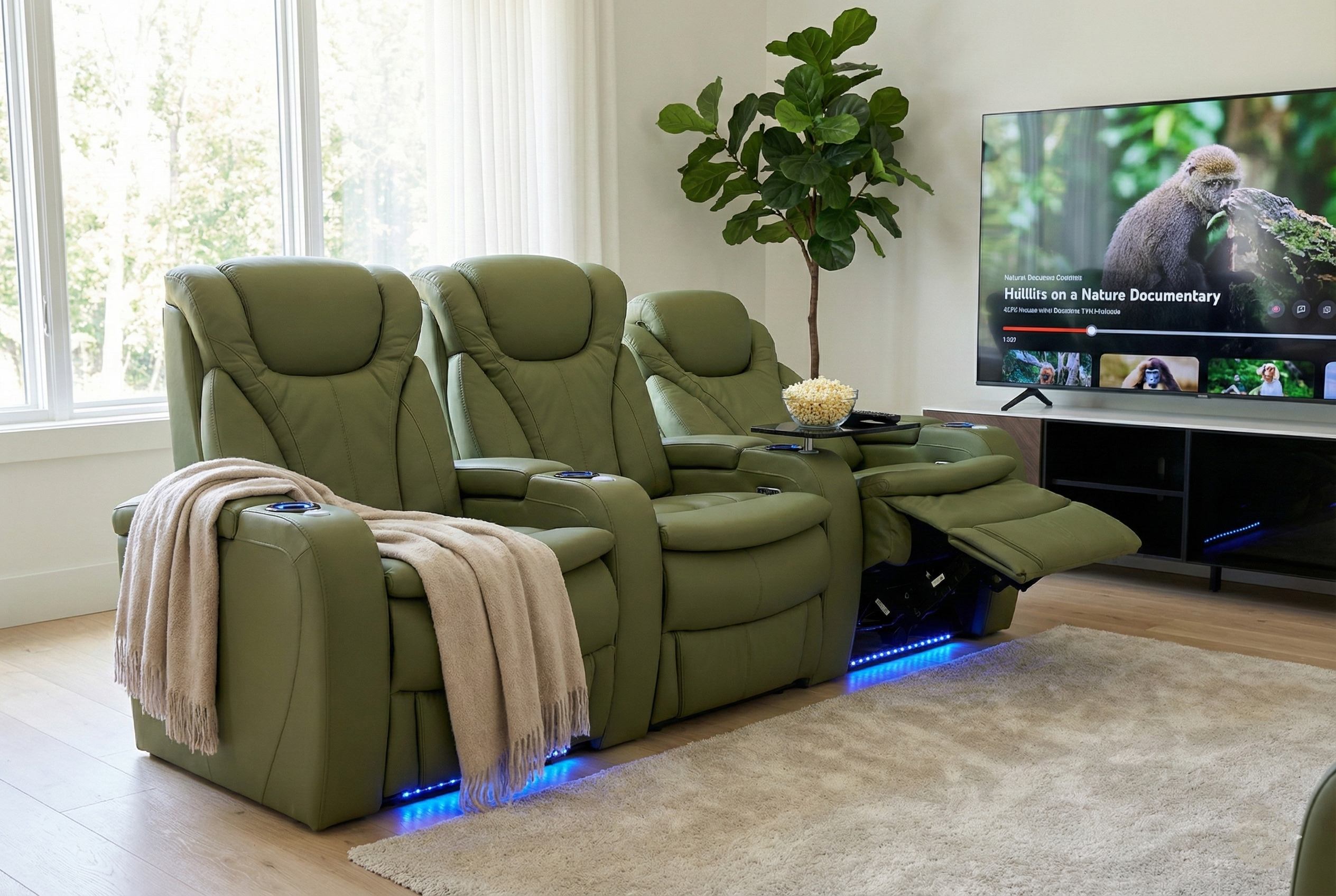 Ghế sofa thư giãn 3 chỗ ngồi có chức năng thư giãn điều khiển điện